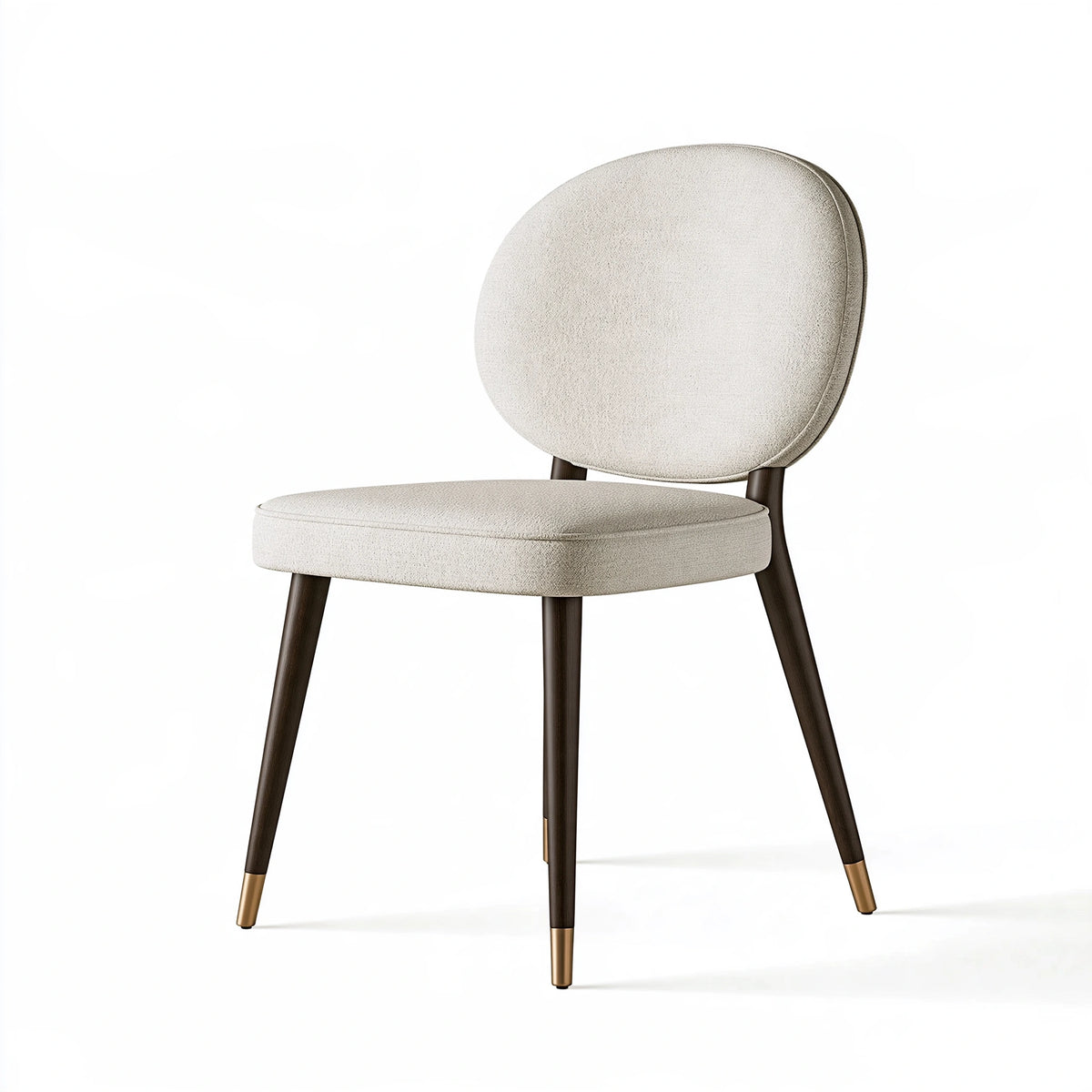 Sedia imbottita 55 x 58 x 82 cm in tessuto beige con gambe in legno stile moderno