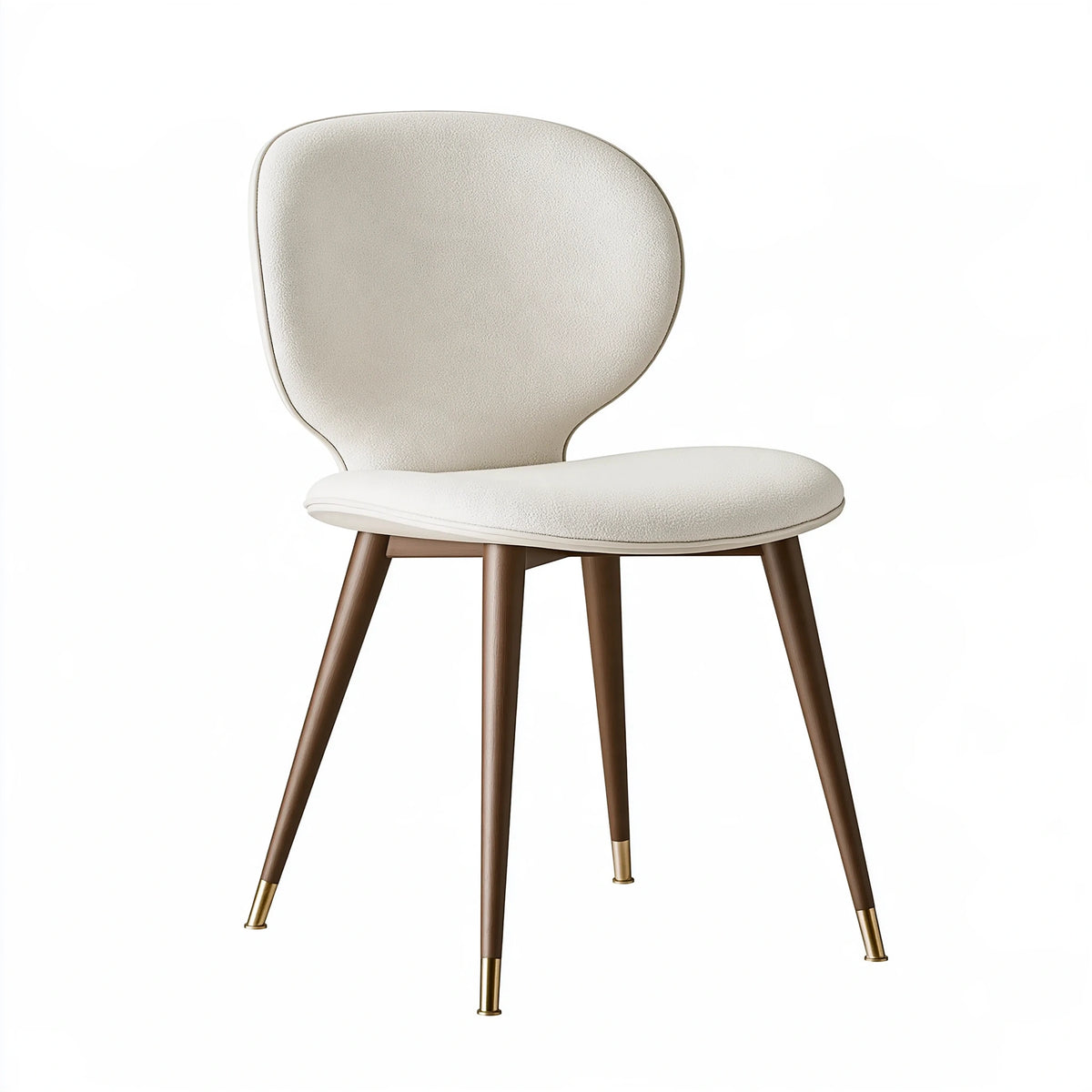 Sedia da pranzo 50 x 55 x 82 cm in tessuto bouclé avorio con gambe in legno stile moderno