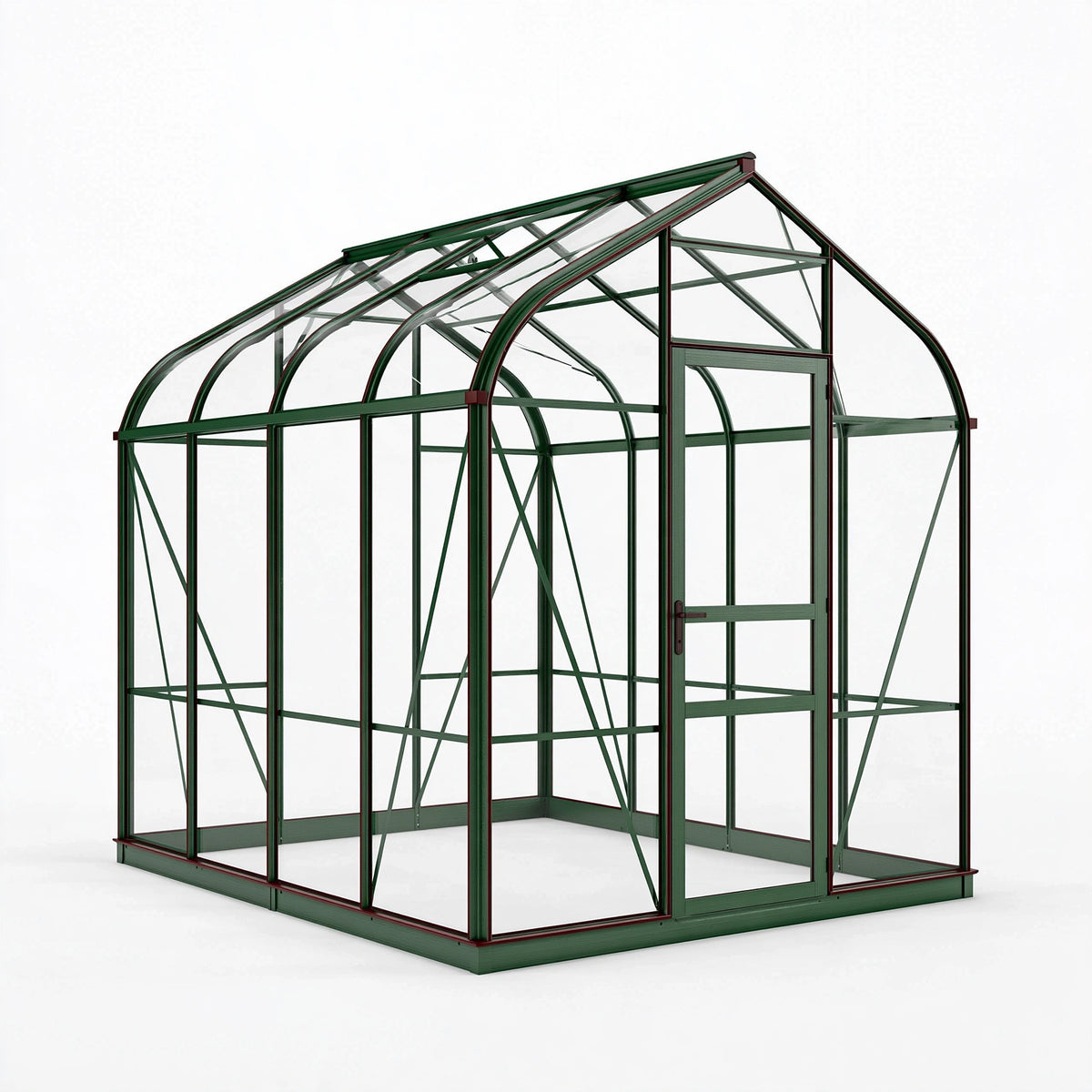 Serra da giardino 240 x 190 x 230 cm in alluminio verde con pannelli trasparenti e porta - stile classico