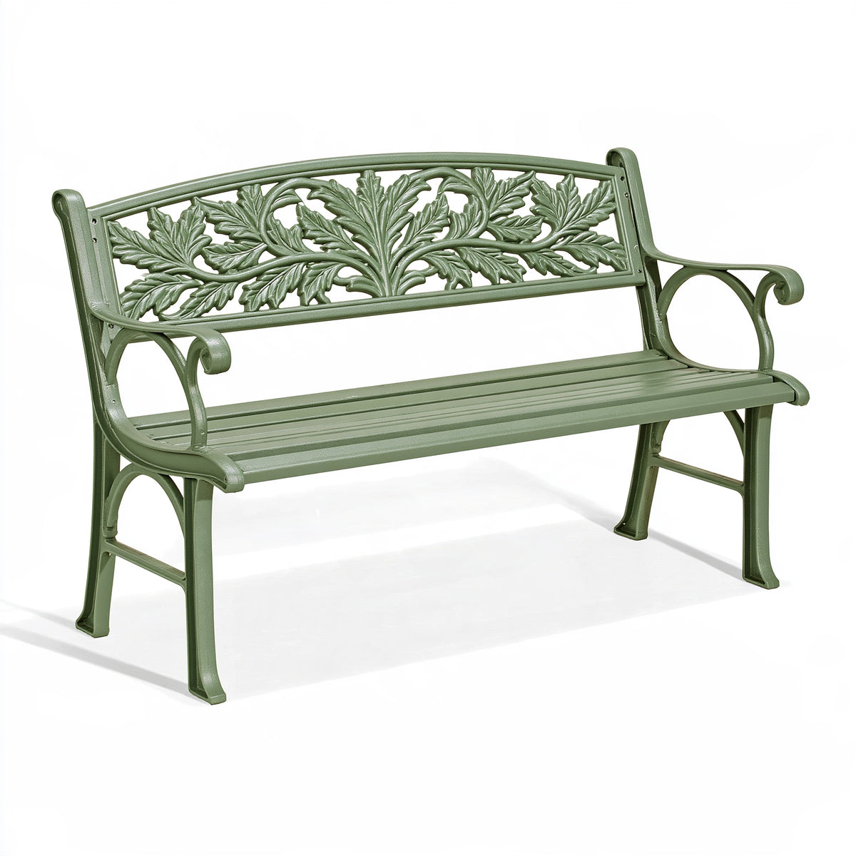 Panca da giardino 120 x 60 x 88 cm in alluminio verde - schienale decorativo