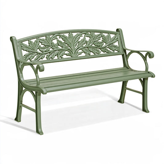 Panca da giardino 120 x 60 x 88 cm in alluminio verde - schienale decorativo