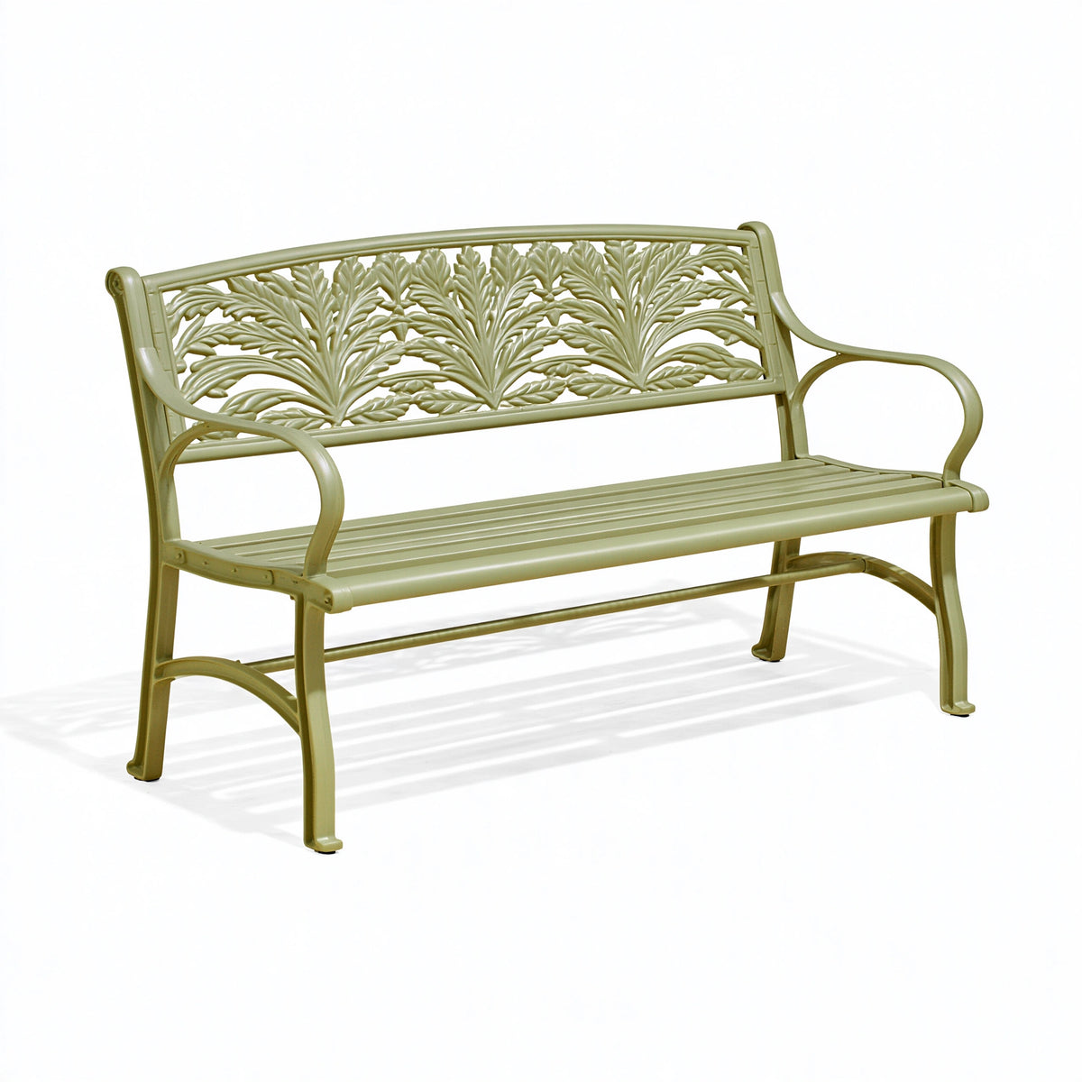 Panchina da giardino 122 x 64 x 89 cm in metallo verde con schienale floreale
