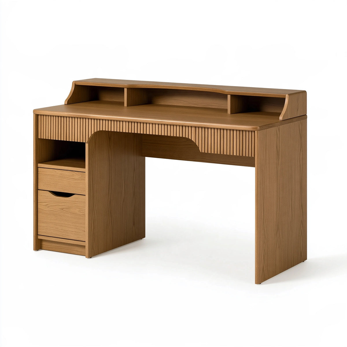 Scrivania 120 x 60 x 95 cm in legno marrone con cassetti e ripiano superiore
