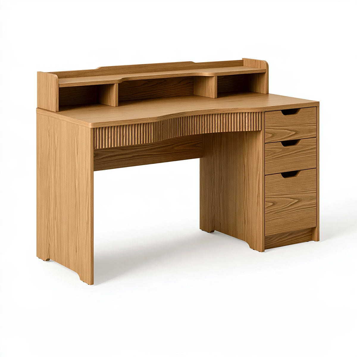 Scrivania 120 x 60 x 100 cm in legno marrone con cassetti e ripiani stile moderno
