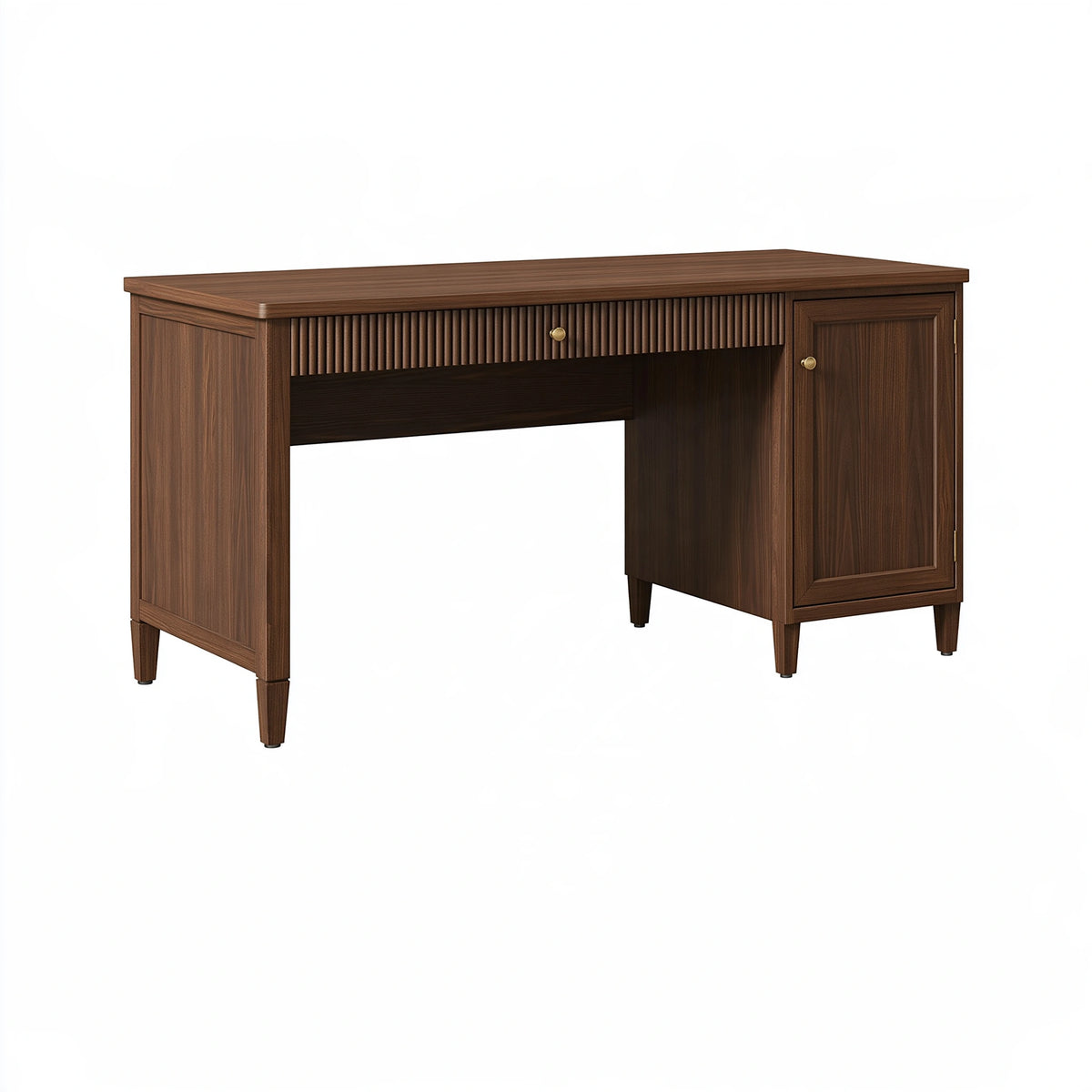 Scrivania 140 x 60 x 75 cm in legno marrone con cassetto e mobiletto stile classico