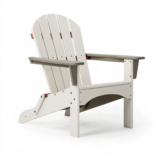 Sedia Adirondack 79 x 84 x 97 cm in plastica bianca e grigia da esterno reclinabile