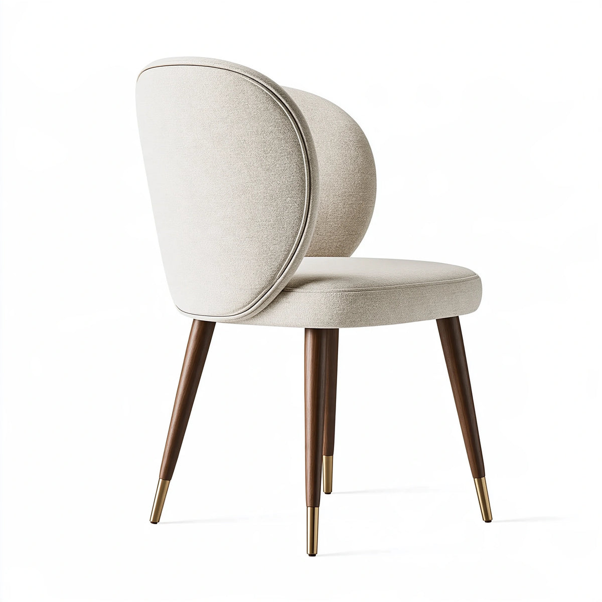 Sedia imbottita 50 x 60 x 85 cm in tessuto beige con gambe in legno stile contemporaneo