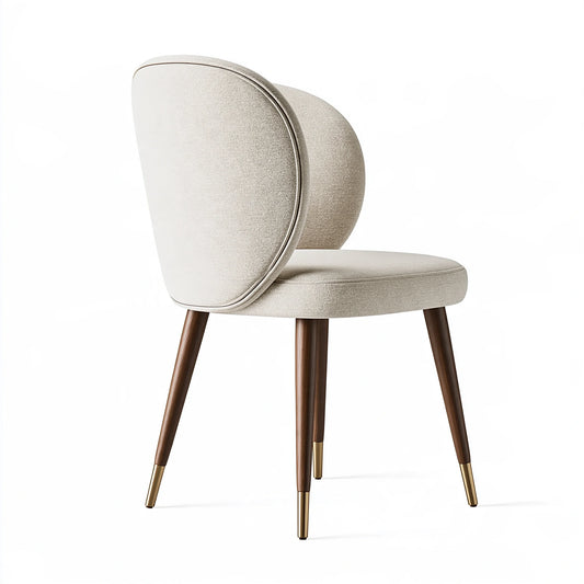 Sedia imbottita 50 x 60 x 85 cm in tessuto beige con gambe in legno stile contemporaneo