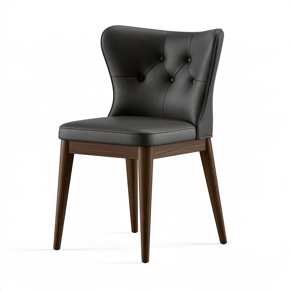 Sedia da pranzo 50 x 60 x 95 cm in effetto pelle nera con gambe in legno stile classico