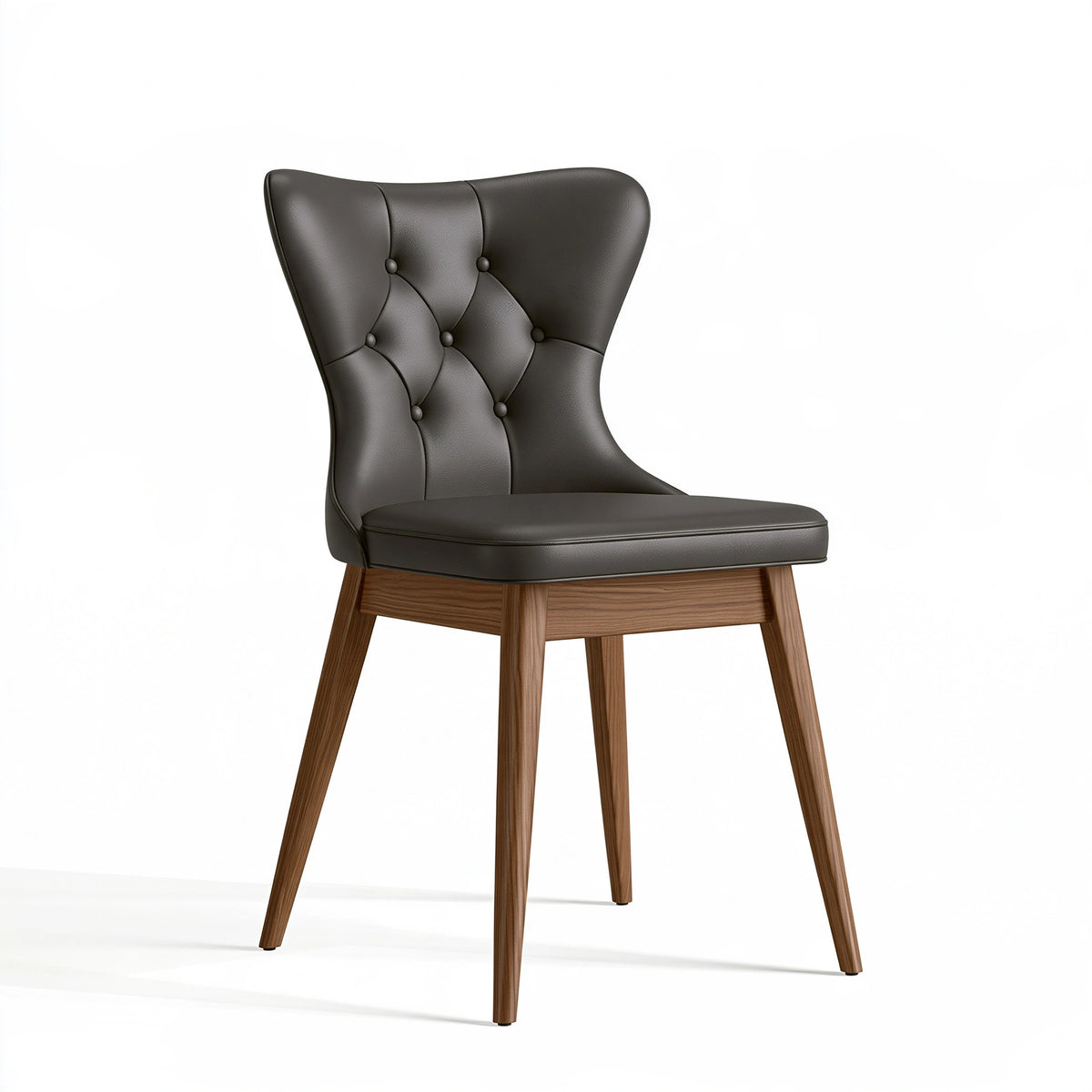 Sedia da pranzo 50 x 60 x 92 cm in similpelle nera e legno marrone - schienale capitonné