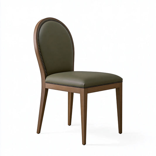 Sedia da pranzo 50 x 58 x 98 cm in legno e rivestimento effetto pelle verde oliva stile classico