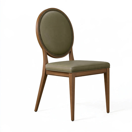 Sedia da pranzo 50 x 55 x 98 cm in legno marrone e rivestimento verde stile classico