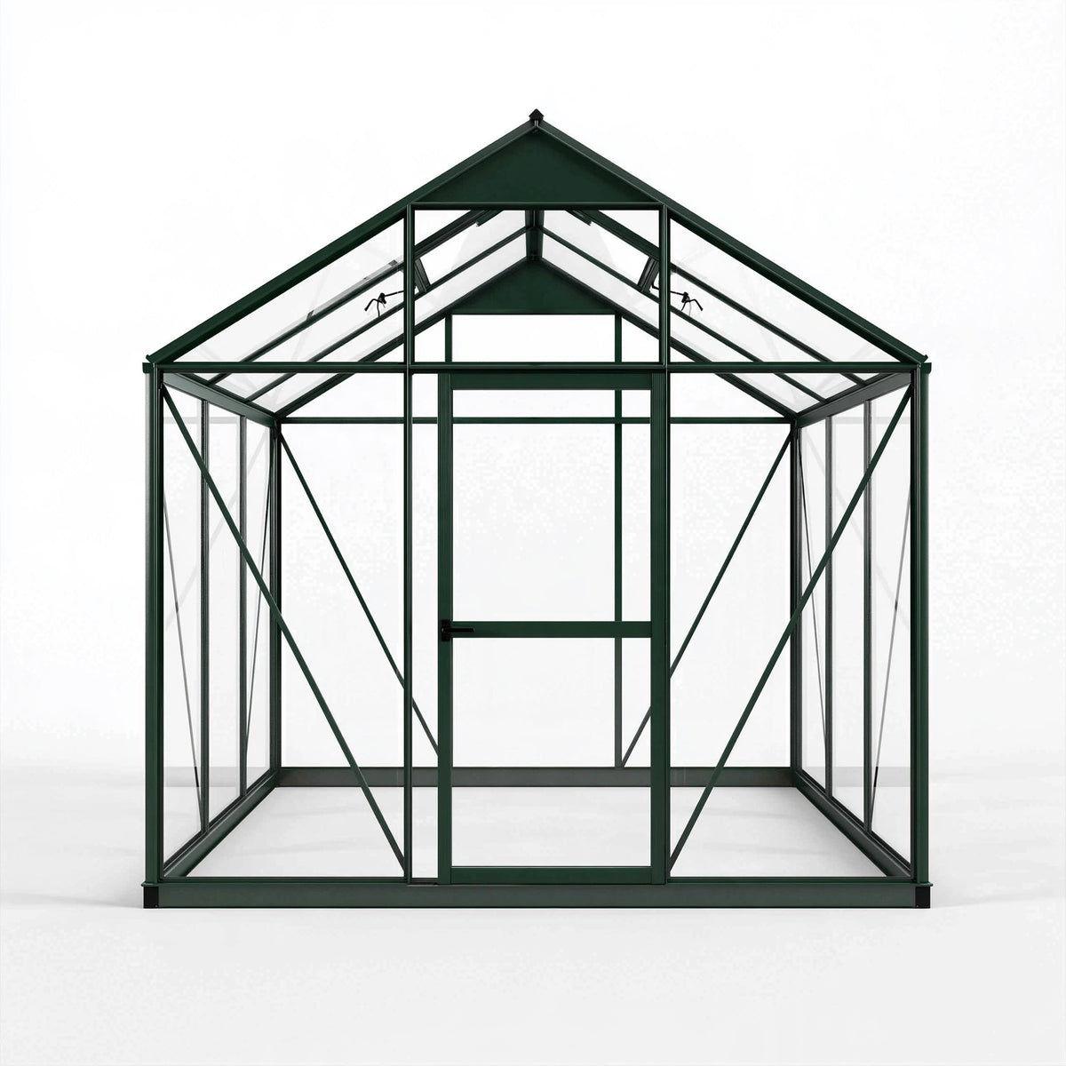 Serra da giardino 190 x 190 x 195 cm in alluminio e pannelli trasparenti verde scuro con tetto a due falde
