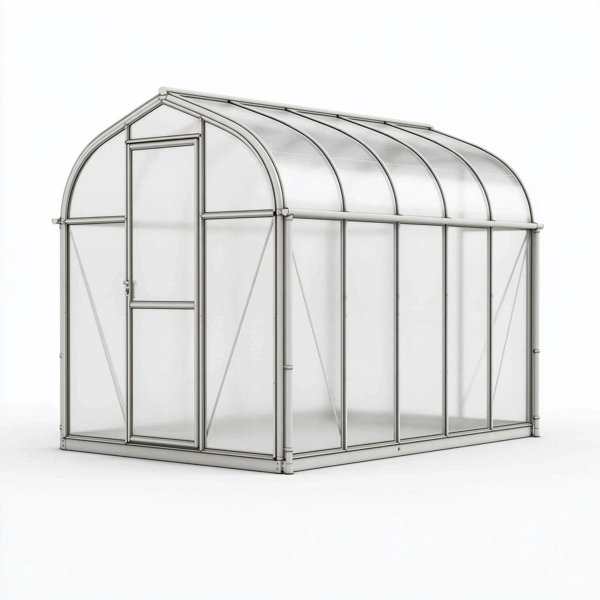Serra da giardino 300 x 190 x 200 cm - alluminio argento e pannelli traslucidi ad arco