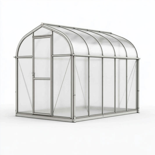 Serra da giardino 300 x 190 x 200 cm - alluminio argento e pannelli traslucidi ad arco