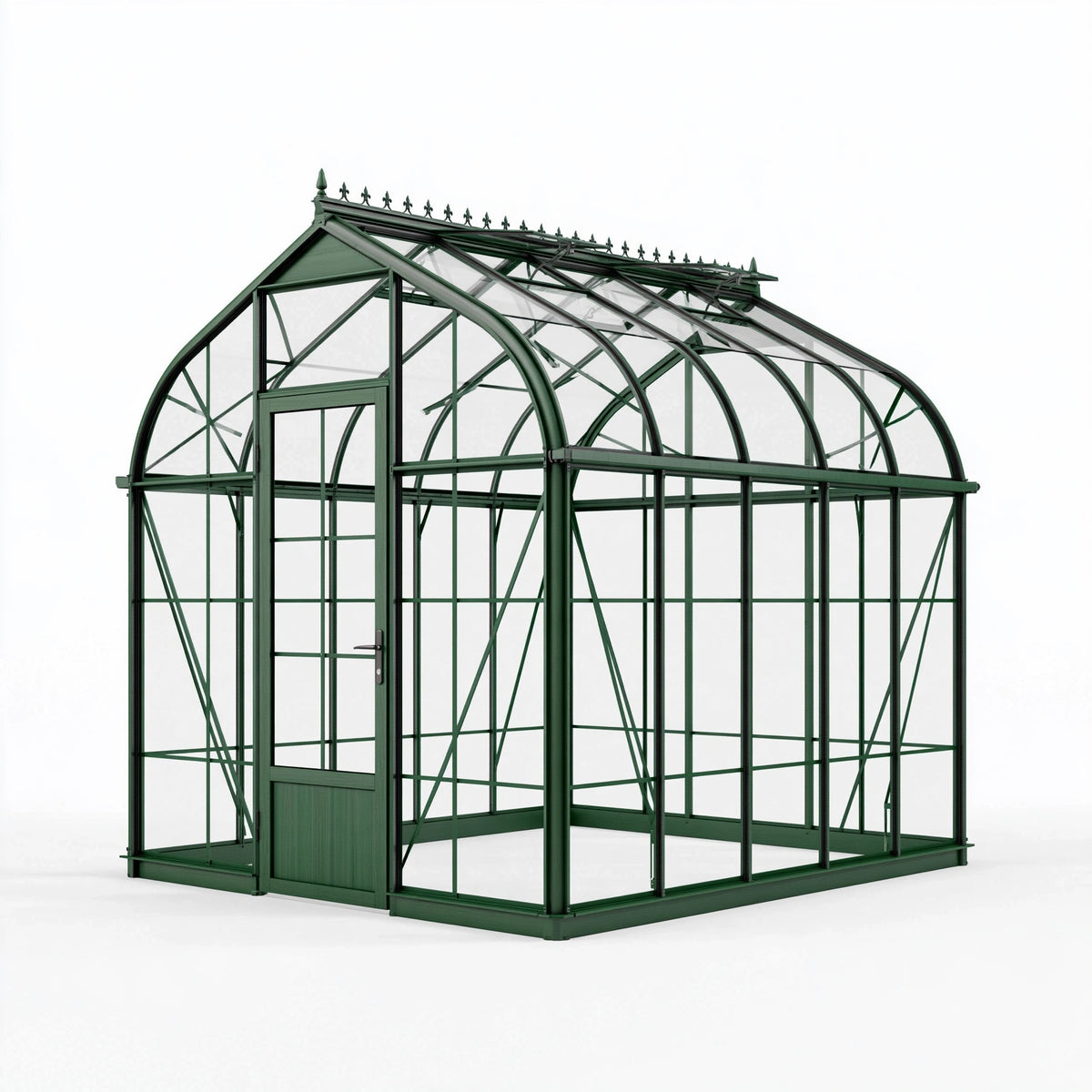 Serra da giardino 300 x 240 x 250 cm in metallo verde con pannelli trasparenti - stile vittoriano